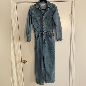 Denim Jumpsuit with Button Front